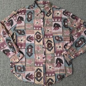 Jonathan Martin Silk Blouse S Patchwork Floral Artsy Cottagecore Top